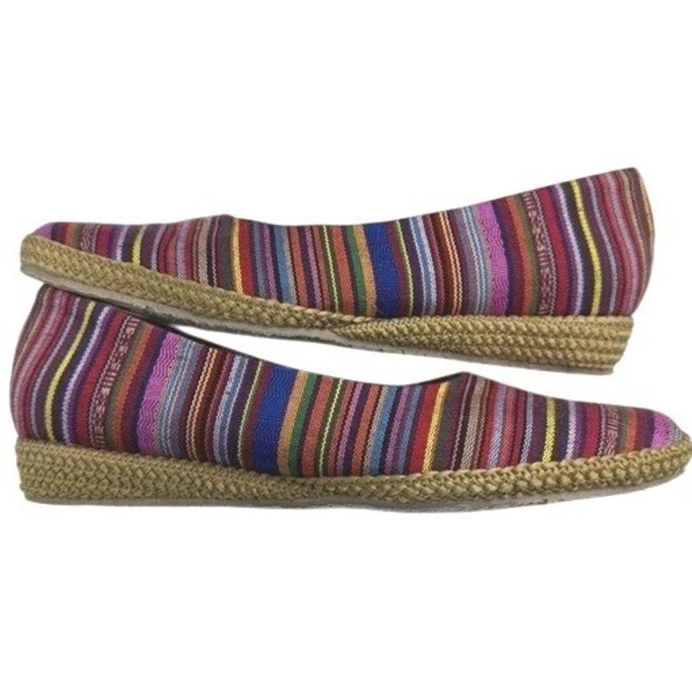Beacon Espadrilles Women's Bright Multi Color Fabric Striped Boho Slip On 7SS